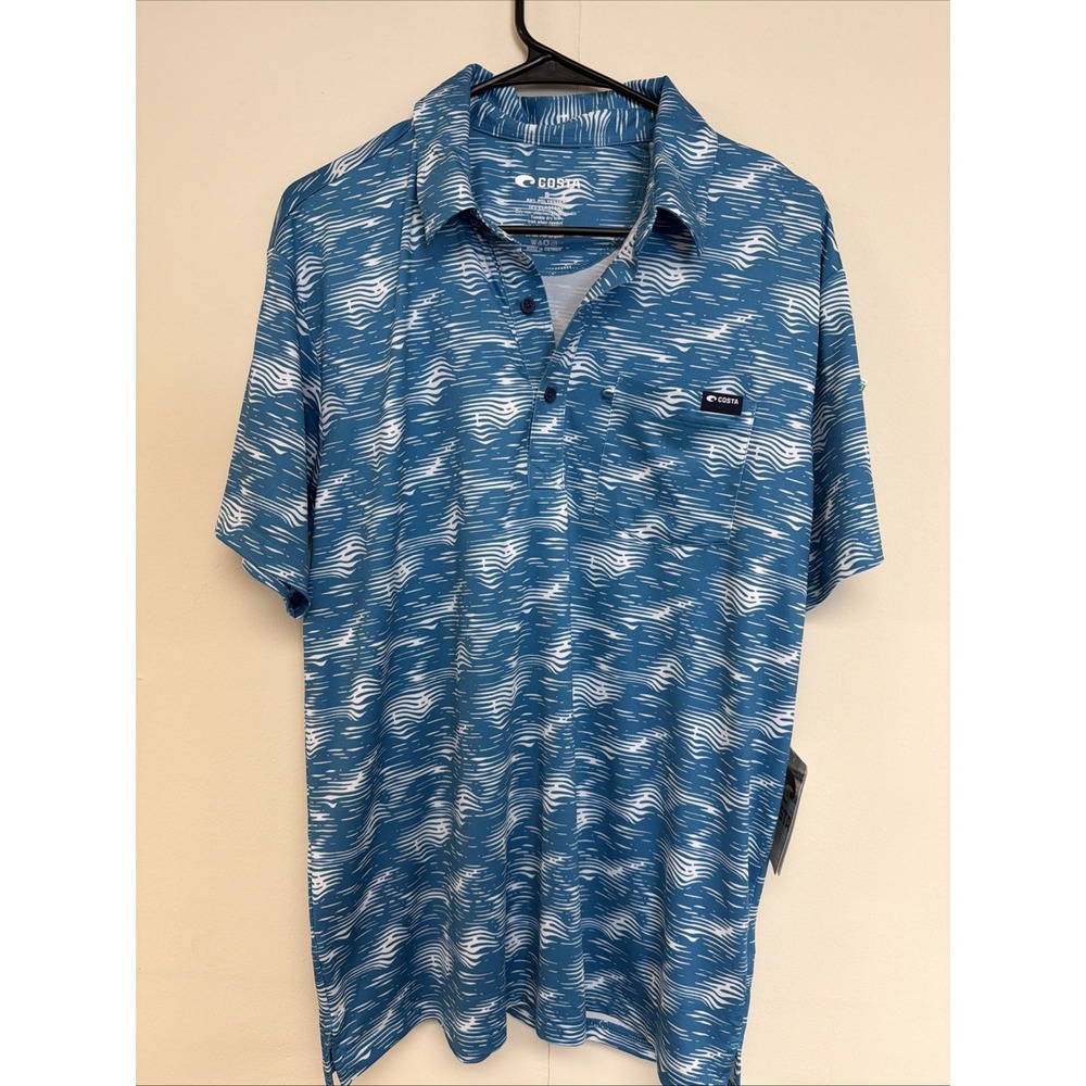 Costa Voyager Polo Performance Pocket Blue Men's Small Costadelmar